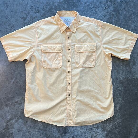 L.L. Bean Other - L.L. Bean Men’s Vented Fishing Shirt Short Sleeve Yellow Large Gorpcore VTG